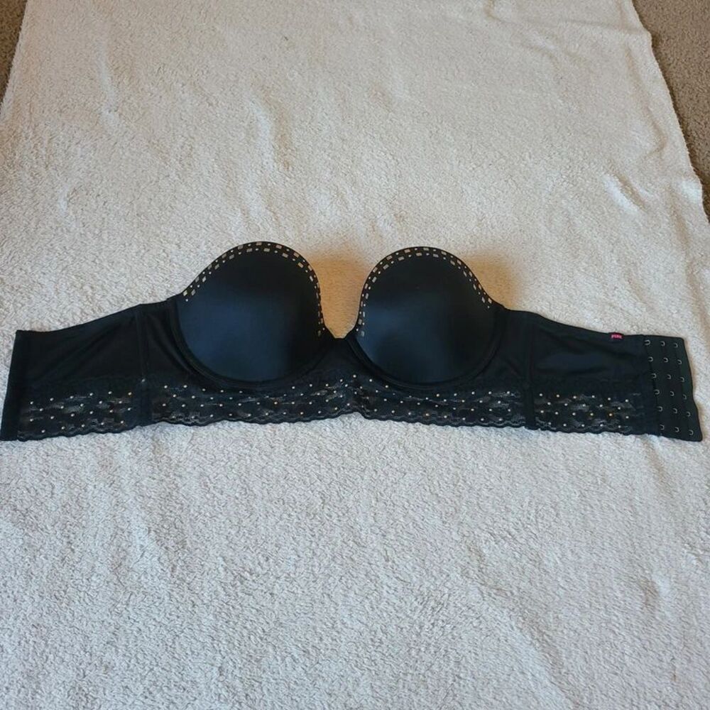 Victoria's Secret PINK Bra 34D Black Studded Bustier